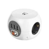 BLOCO CÚBICO DE 3 TOMADAS SHUKO E 3 ENTRADAS USB