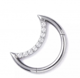 Argola meia Lua com zircônias - piercing em titânio
