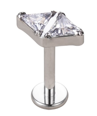 Piercing triangulo duplo brilhante titanio
