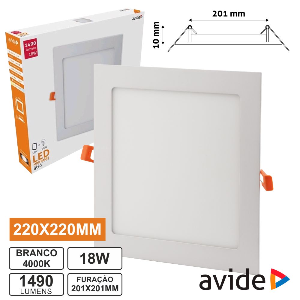 Painel led quadrado 18W 4000K branco natural Avide