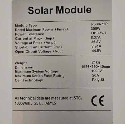 PAINEL SOLAR 300W POLY