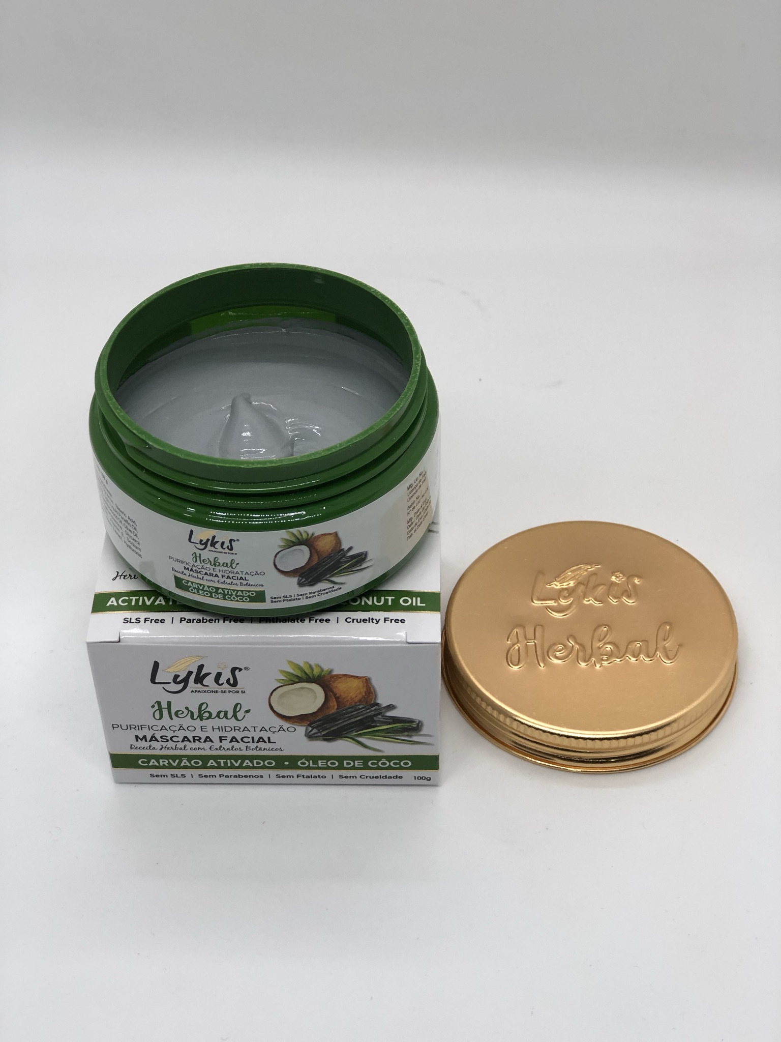 Lykis Máscara Facial Herbal Carvão Activado e Óleo de Coco 100ml