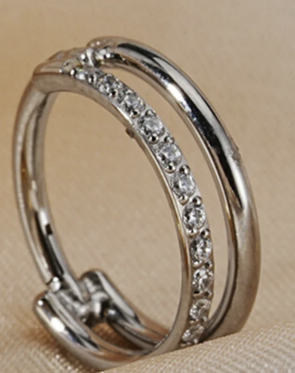 Argola dupla cravejada Prata