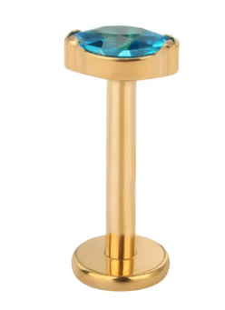 Piercing Pingo luz Azul agua gold - titânio