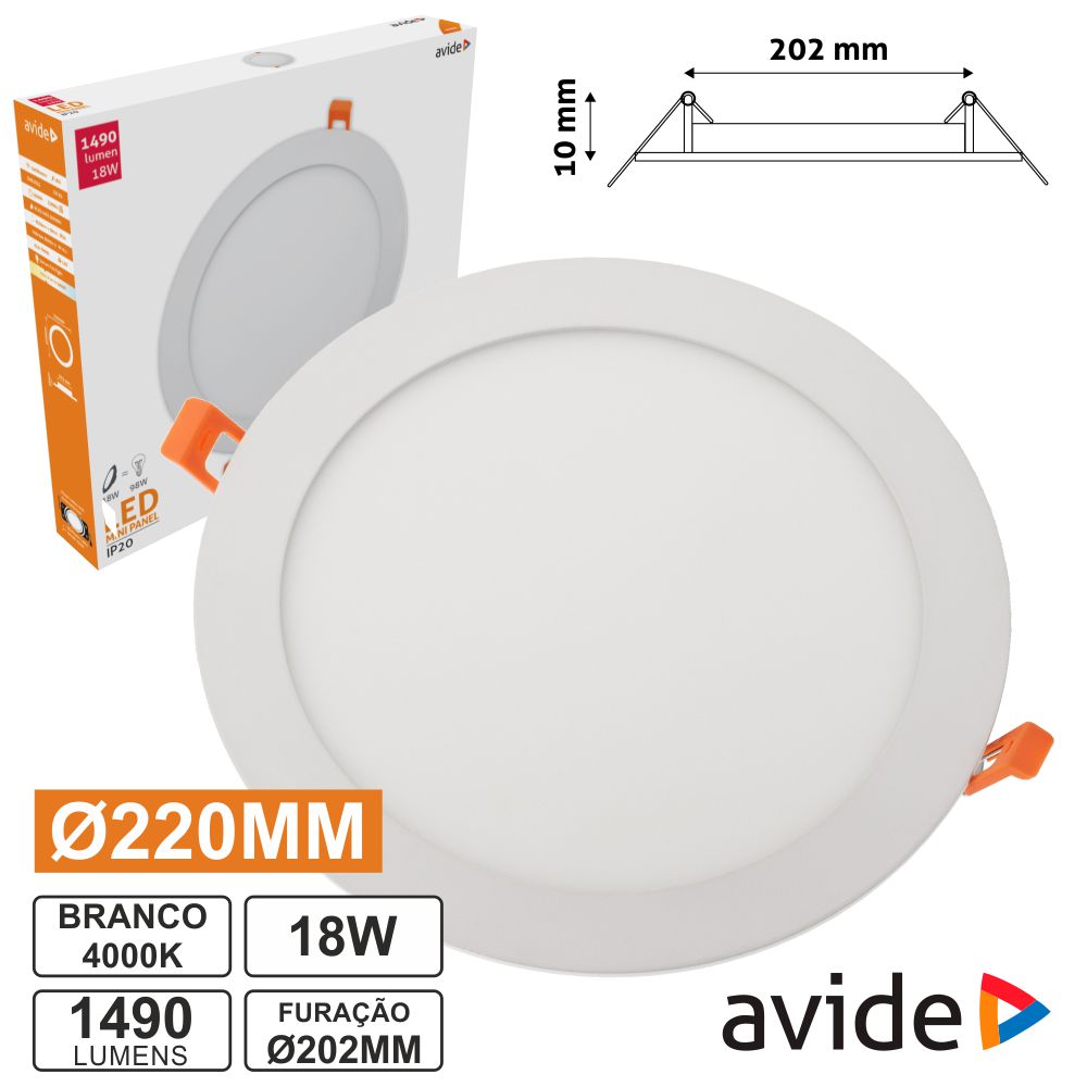 Painel led circular 18W 4000K branco natural Avide