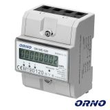 Contador de energia trifásico 80A 4.5 módulos p/calha din ORNO