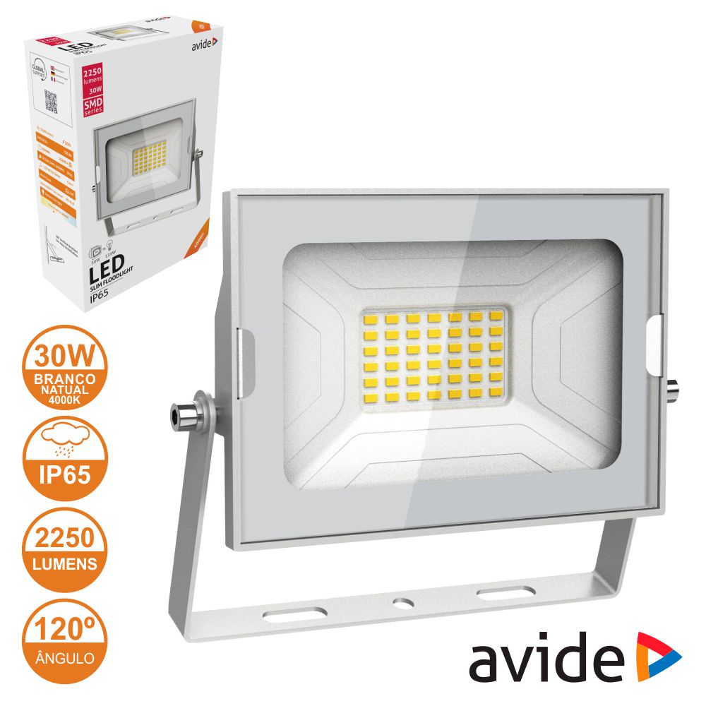 Projetor led 30W branco IP65 4000K Avid