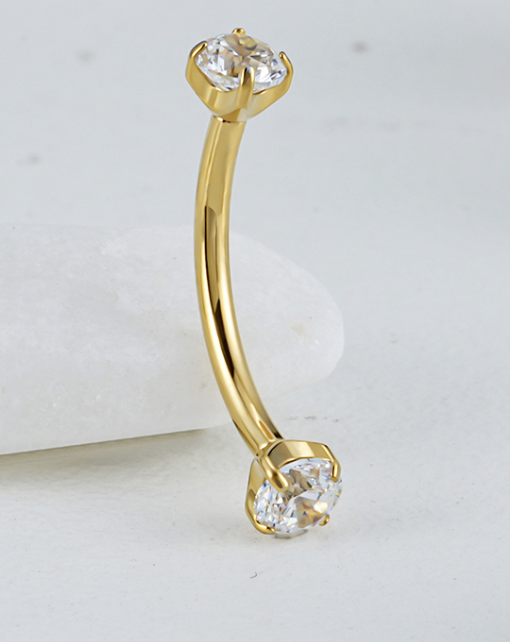 Piercing Banana Brilho Gold 8mm