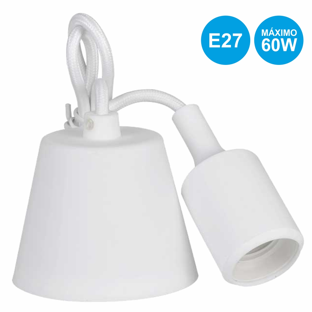 Cabo de suspenção de silicone c/suporte E27 branco