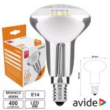 Lampada led R50 4W E14 filamento branco natural Avide