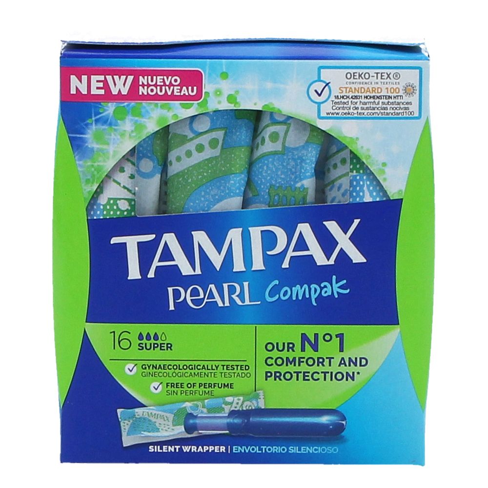 TAMPÕES PEARL COMPAK SUPER TAMPAX 16UN