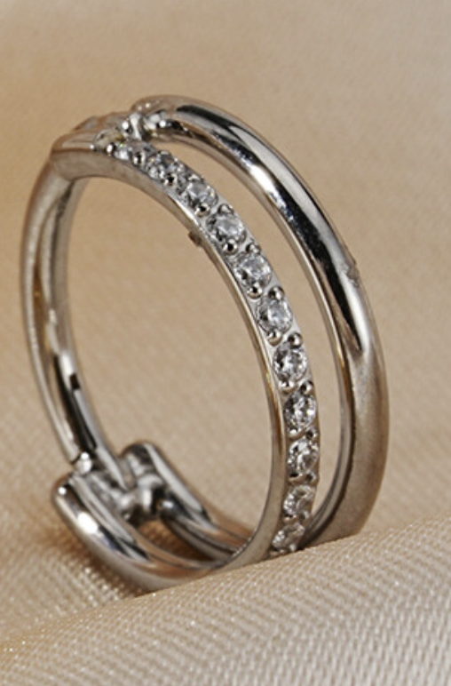 Argola dupla cravejada Prata 12mm 