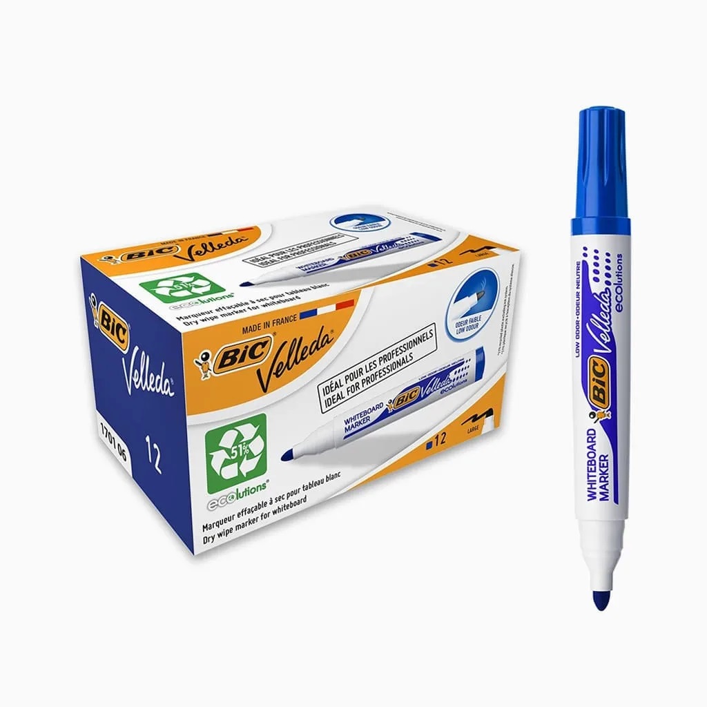Marcadores Quadro Branco Bic Velleda caixa 12 unid. - Azul