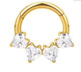 Argola Conjunto Coração 4CZ Gold 