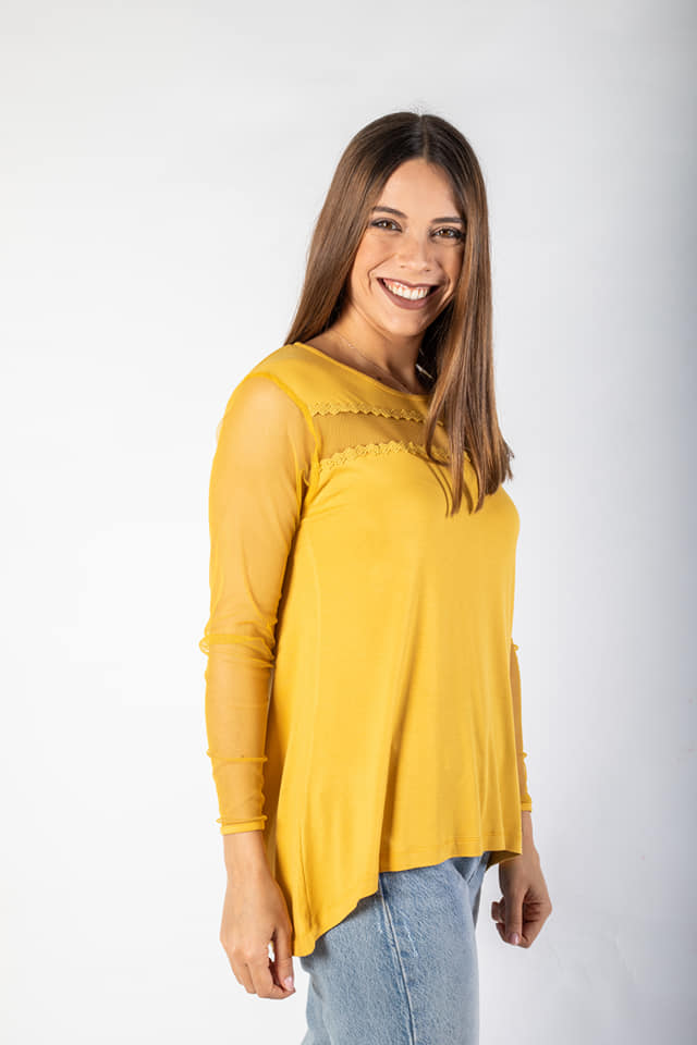 BLUSA MANGA TRANSPARENTE