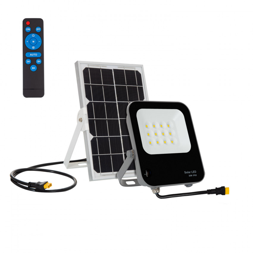 Projetor led 30W solar IP65 com controlo remoto IP65