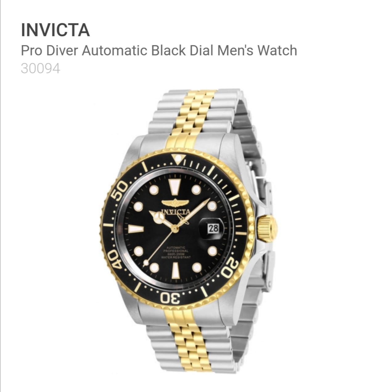 Invicta Pro Diver Automatic Black Dial Men´s Watch