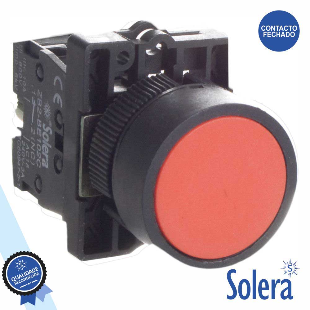 Pulsador c/retorno 230V NC vermelho 6KV SOLERA