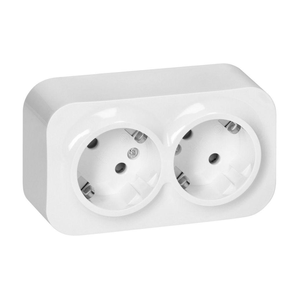 Tomada dupla saliente 2x schuko 2P+T