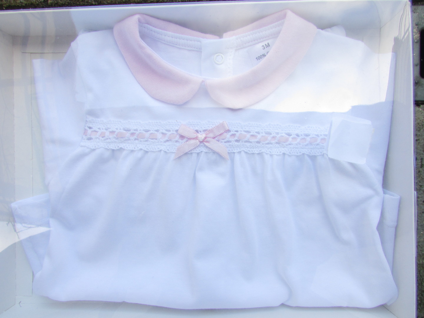 Babygrow c/renda 100% algodão-rosa