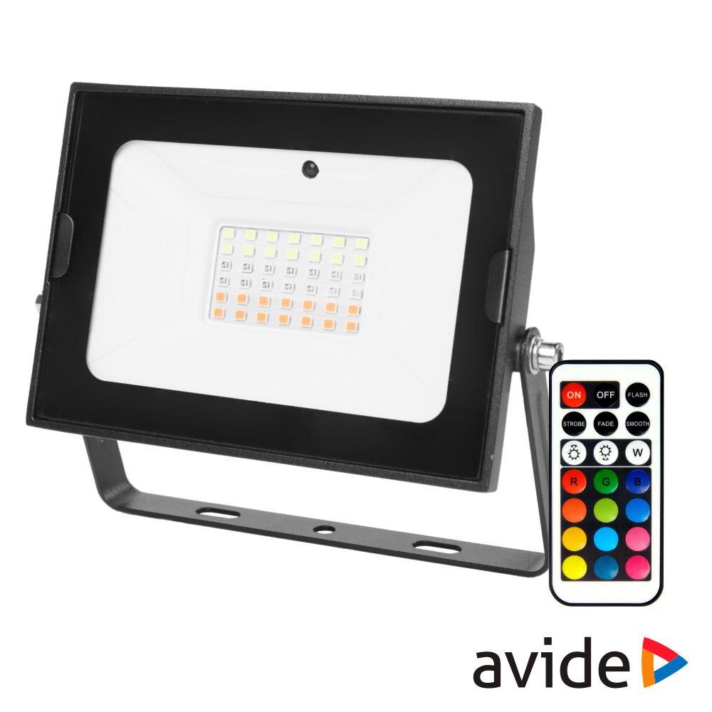 Projetor led 30W RGB IP65 c/comando AVIDE