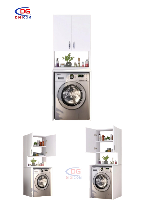 Armário de Máquina de Lavar com Armário Superior Branco 174x60x65