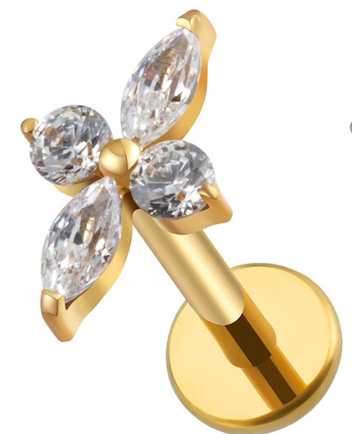 Piercing Flor marquise titânio gold 8mm