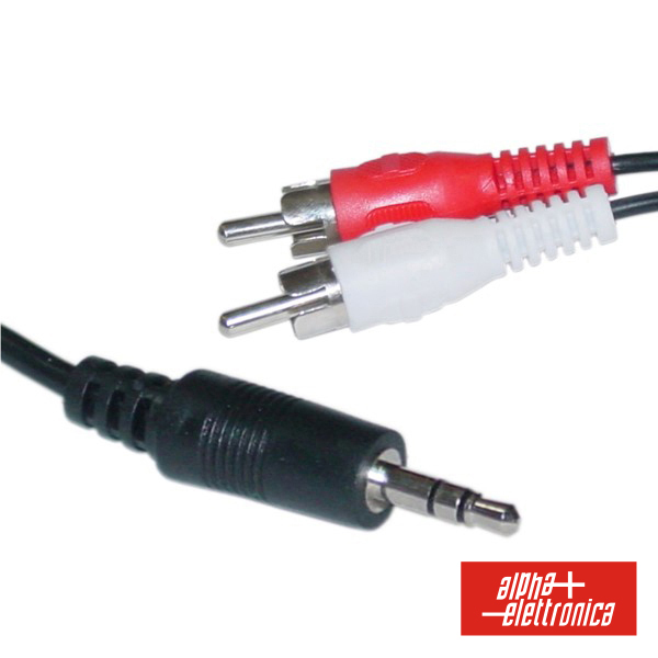 Cabo de audio jack 3.5 stereo 2xRCA - macho preto 10M