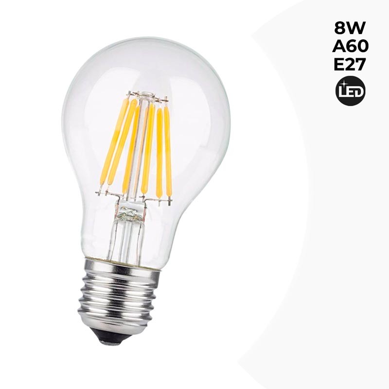 Lampada de filamento led 8W E27 4000K transparente 