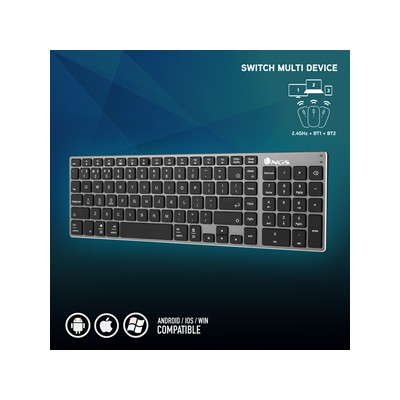 TECLADO NGS WIRELESS MULTIMODE RECARREGAVEL FORTUNE-BT