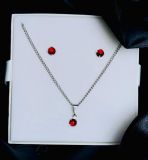 CONJ. INOX PEDRA LUA 5MM VERMELHO