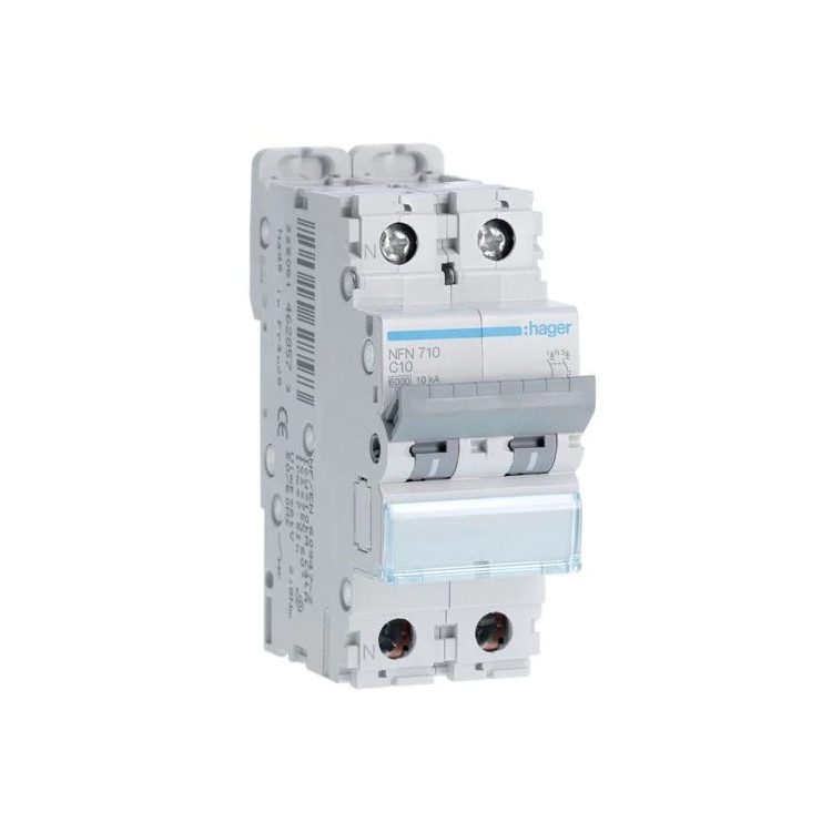DISJUNTOR HAGER 1P+N 16A C6/10KVA 2M