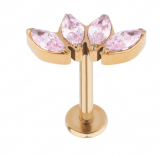 Cascata gold com 4 zircônias Pink titanio