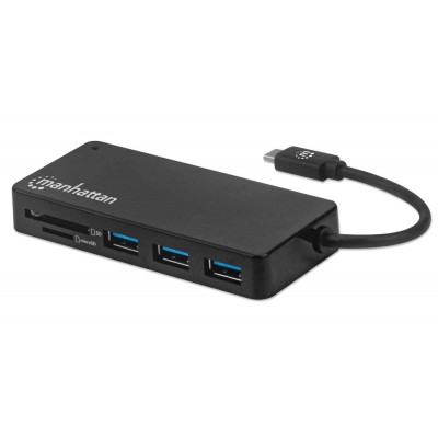 HUB USB-C (3.0) 3xUSB-A máx5 Gbps + LEITOR SD/MicroSD MANHATTAN