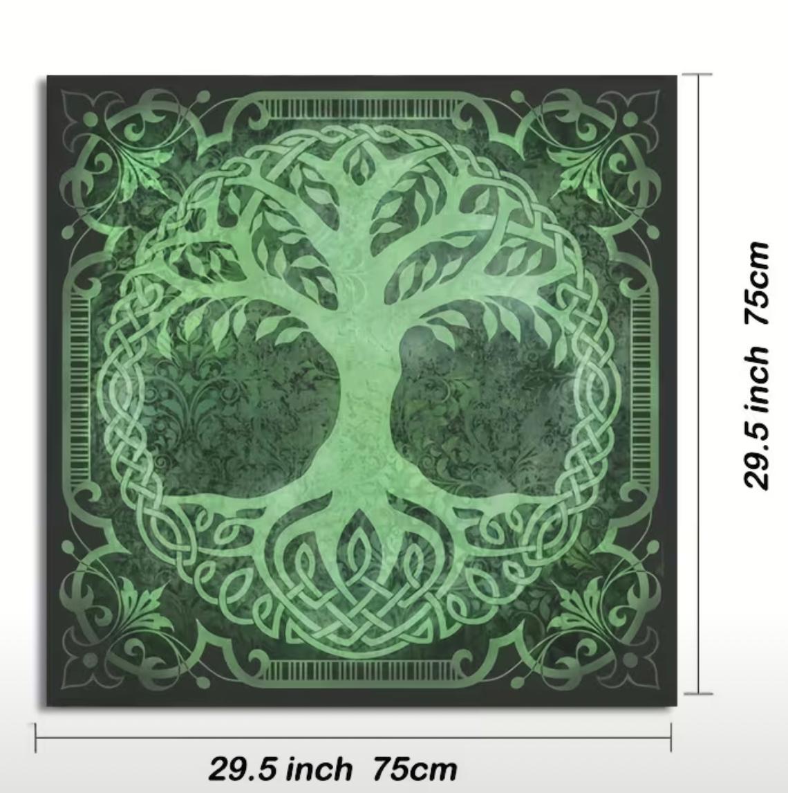 Toalha de Tarot  - Verde Árvore Da Vida 