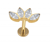 Cascata gold com 4 zircônias Clear titanio 