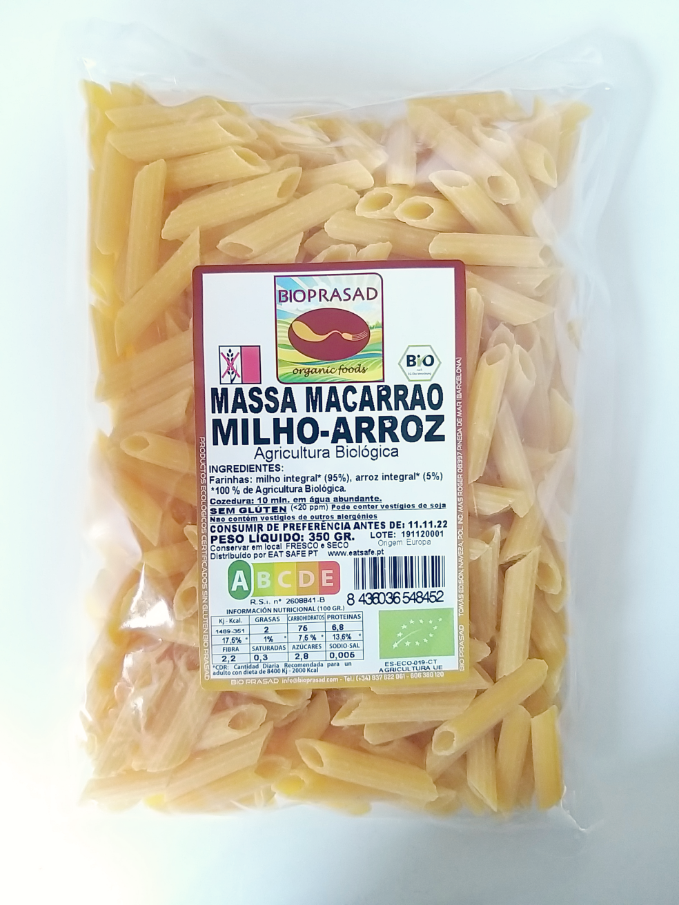 Macarrao de milho e arroz integral