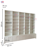 Armários de exposição 220x60 cm em Melamina