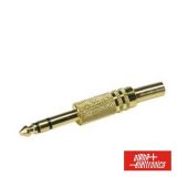 Ficha jack 6.35mm macho c/proteção mola dourada ST