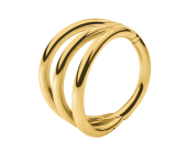 Argola tripla lisa TaviraTri 10mm Gold