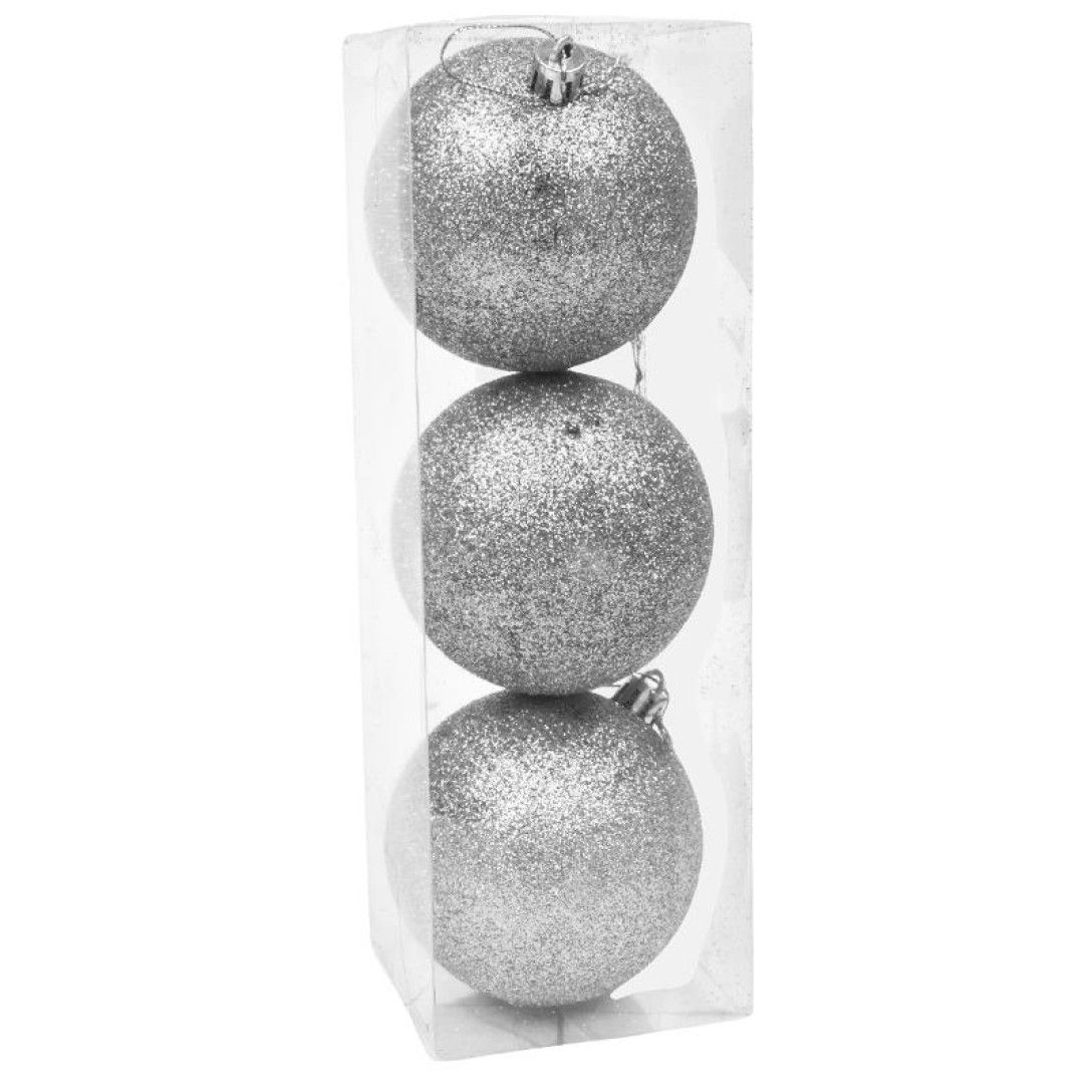 BOLAS 8 CM PRATEADAS 3 UN