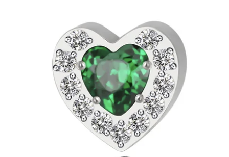 Piercing Coração CZ Verde
