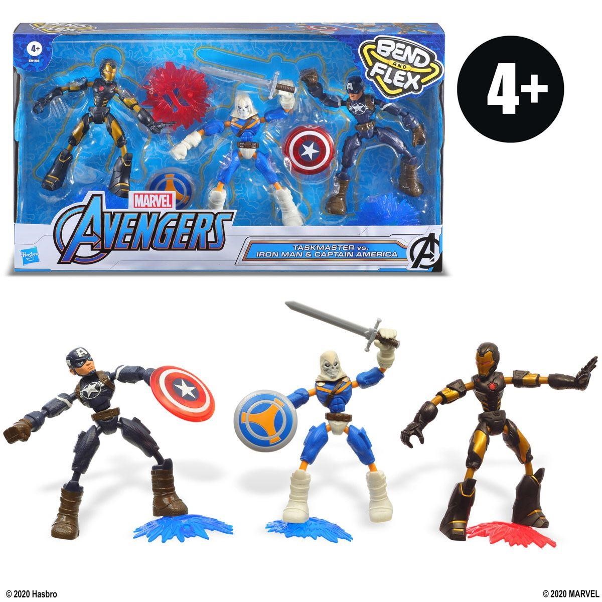 AVENGERS BEND AND FLEX PACK 3 FIGURASE ACESSÓRIOS