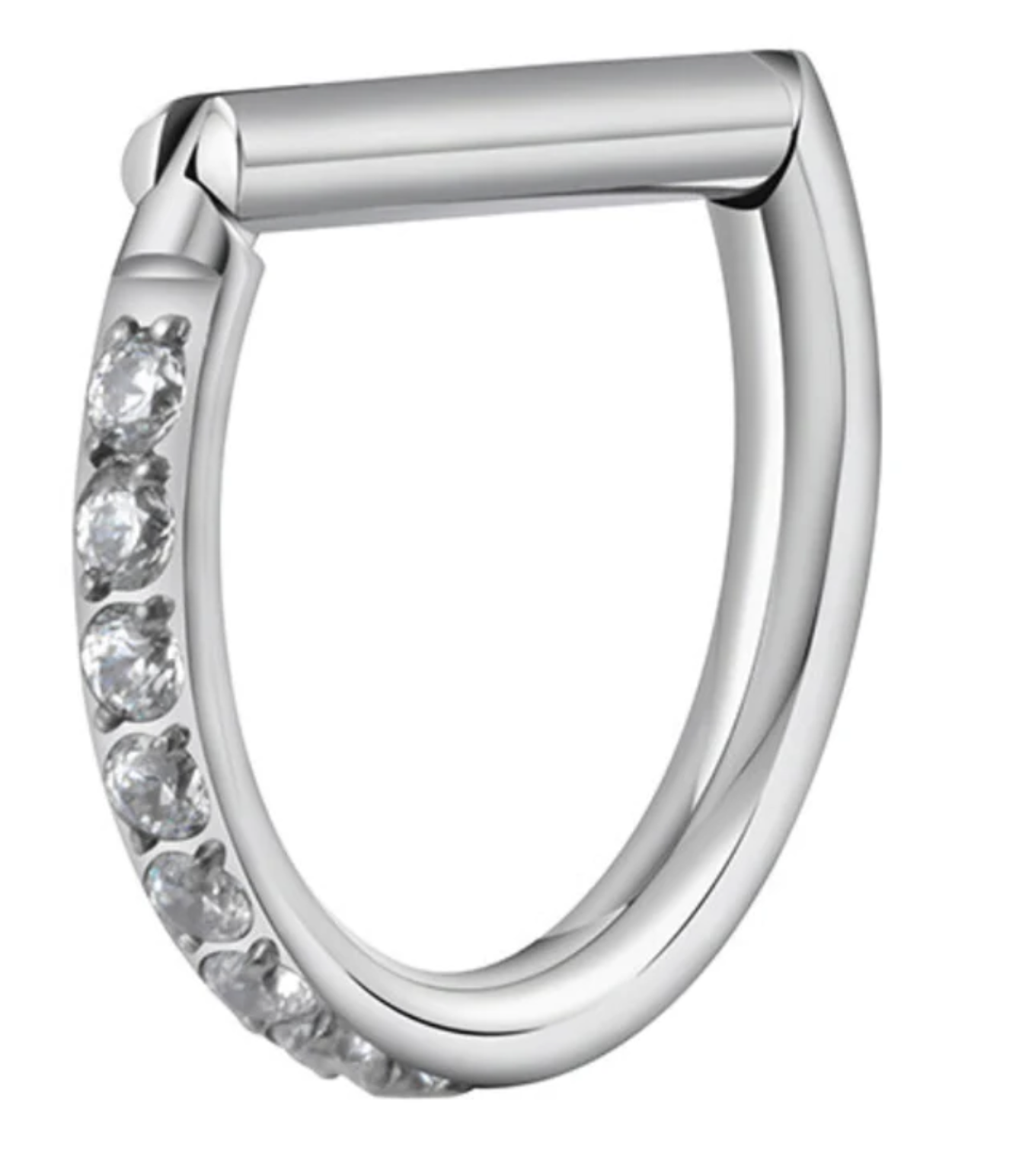 Argola D com zircônias - Piercing titânio 