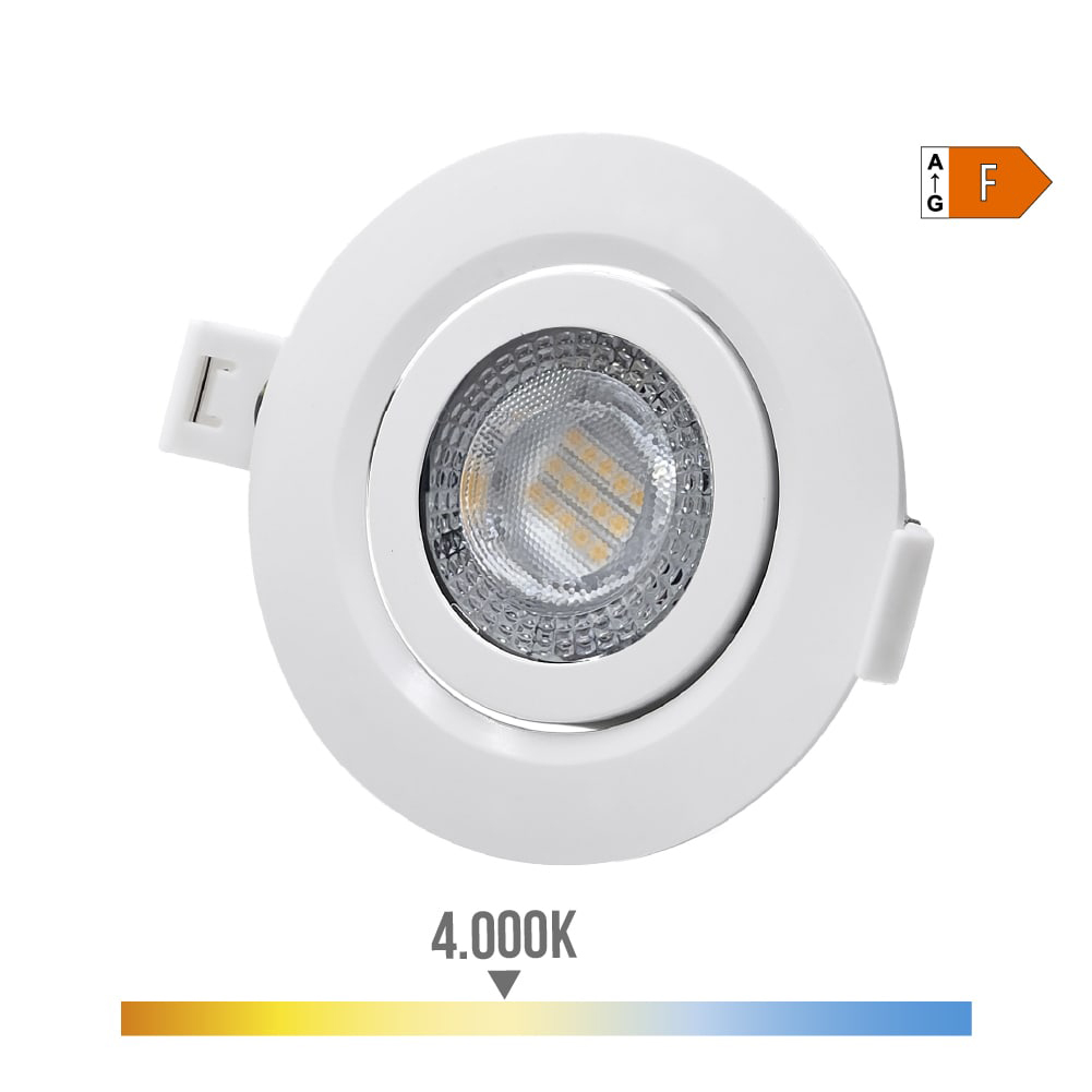 Downlight Led D/Encastrar 9W 806lm RA80 4000K Redondo Aro Branco EDM