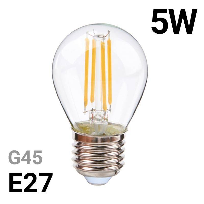 Lampada de filamento led esférica E27 G45 5W 4000K