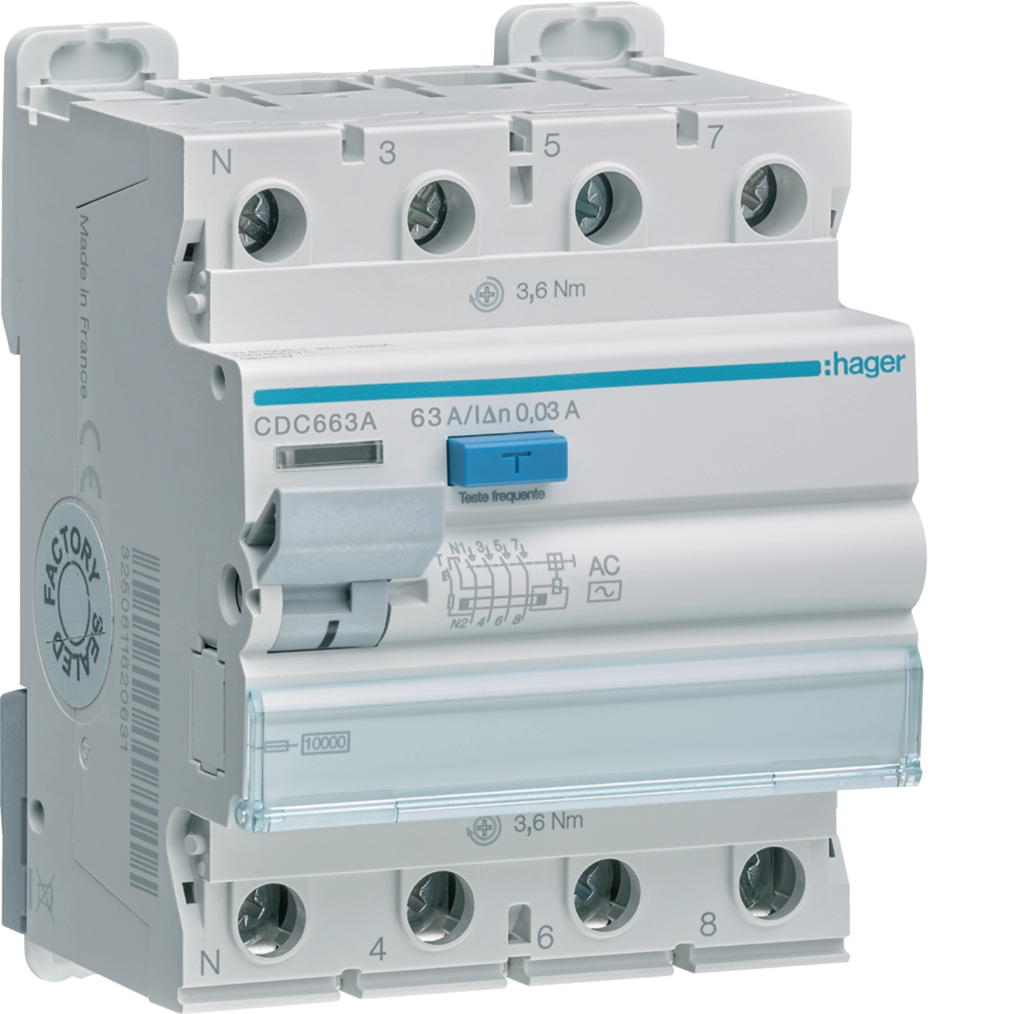 Interruptor diferencial 3P+N 63A 30 mA tipo AC 4M