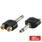 Ficha adaptadora Jack 6.35 macho/2 RCA femea