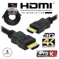 Cabo HDMI dourado macho/macho 2.0 4K 5m preto