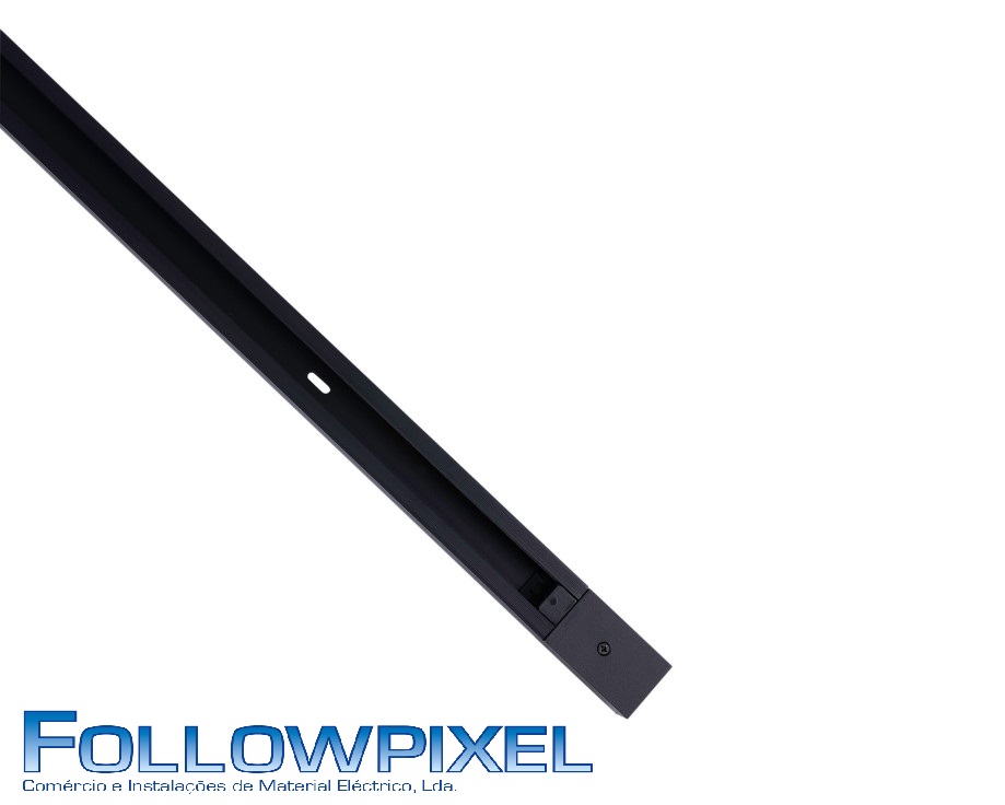 Carril monofásico PVC para focos led - superfície 2M preto